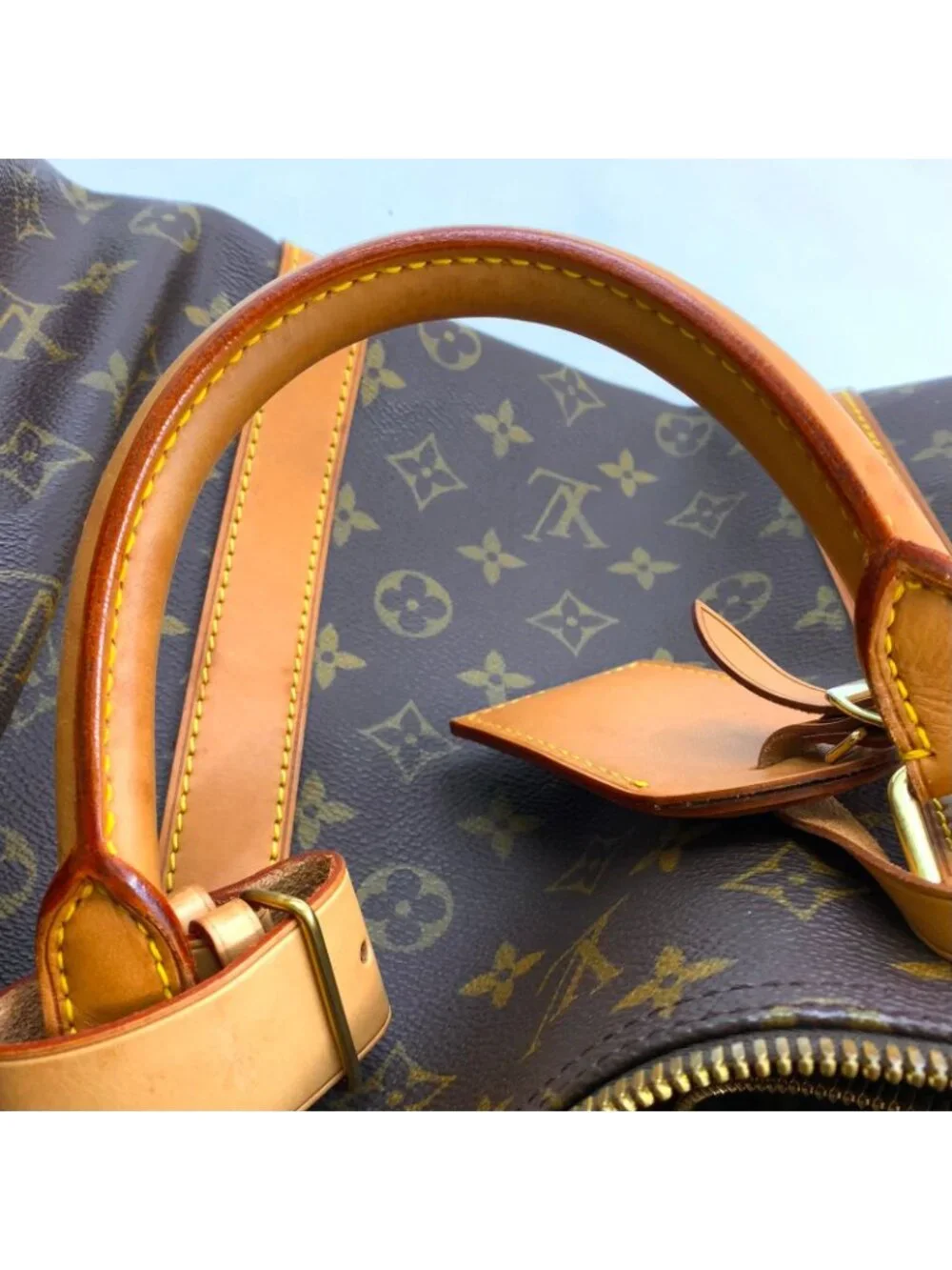 Louis Vuitton Keepall 60 Monogram Leather Brown Light Boston Bag Gold